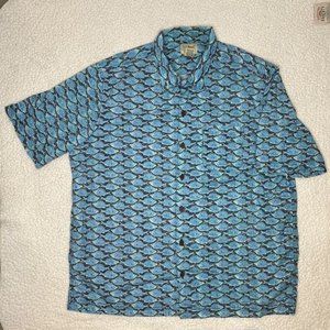 L.L. Bean Fish AOP Button Down Shirt: Size Large